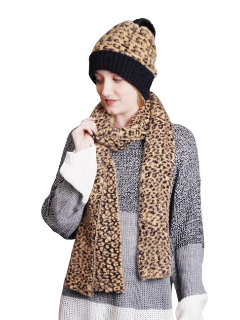 Buy BHARATASYA Wool Brown Womens Winter Cap Muffler set Online