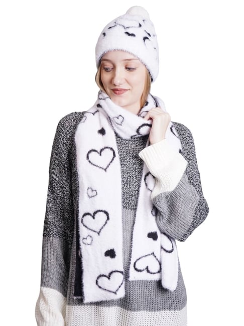 Buy BHARATASYA Wool White Womens Winter Cap Muffler set Online