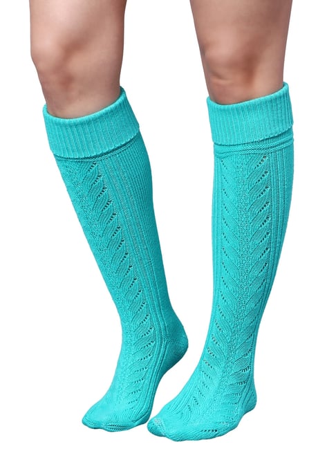 BHARATASYA Cotton Turquoise Women Winter Socks