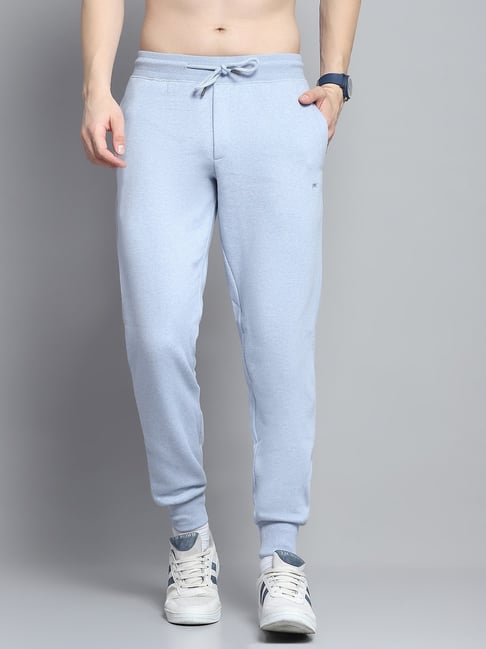 Monte Carlo Mens Solid Sky Blue Regular Fit Mid Rise Lower-picture-45