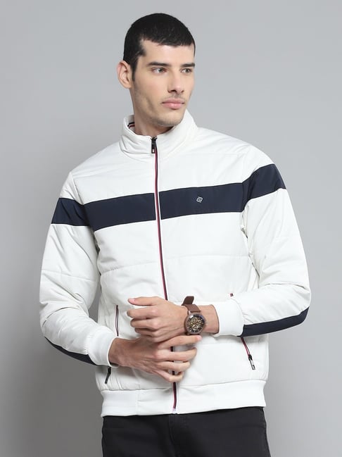 cloak & decker by monte carlo Cloak & Decker Mens Solid White Mock Neck Full Sleeve Jacket-picture-11