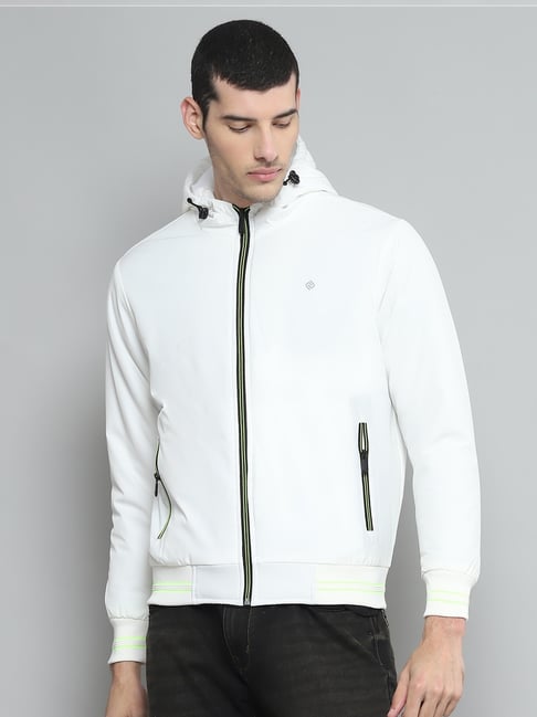 cloak & decker by monte carlo Cloak & Decker Mens Solid White Hooded Neck Full Sleeve Jacket-picture-35