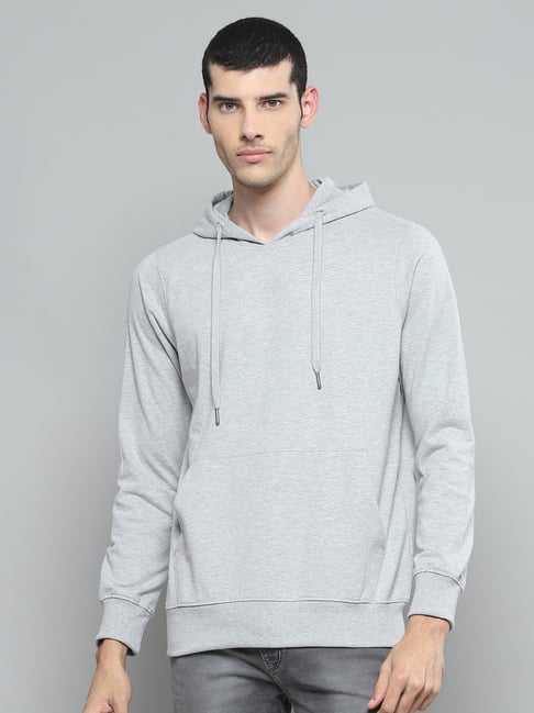 cloak & decker by monte carlo Cloak & Decker Mens Solid Grey Hooded Neck Full Sleeve Sweatshirt-picture-42