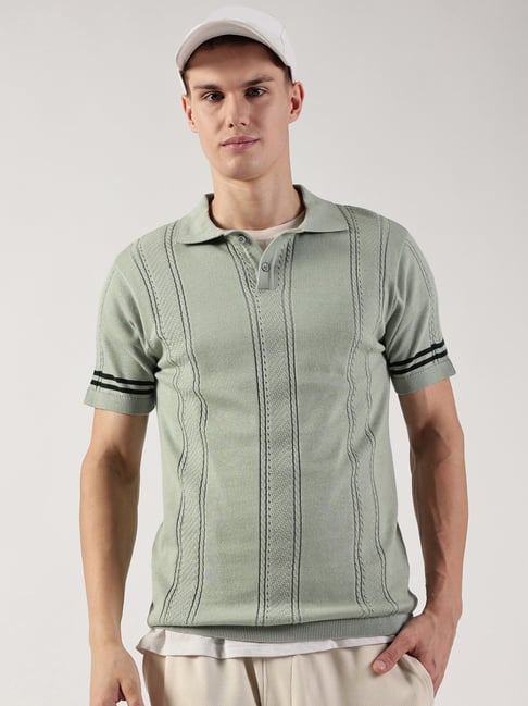 Thomas Scott Green Cotton Regular fit Self T-Shirt-picture-25