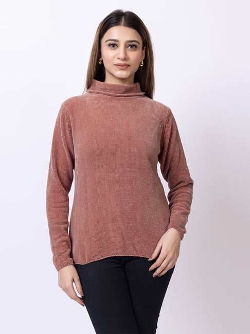 Sleeve Buy Sweaters For Ladies Online Club York Brown Solid Full Sleeves  Sweater - Main Image
