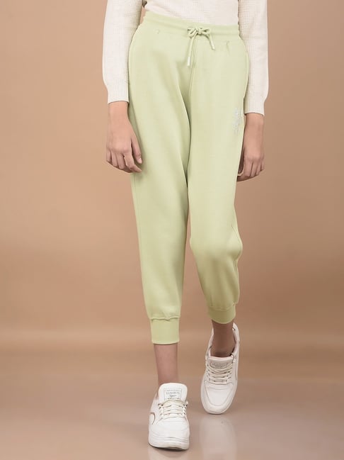 Crimsoune Club Girls Green Solid Joggers