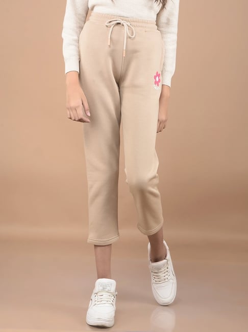 Crimsoune Club Girls Beige Solid Trackpants