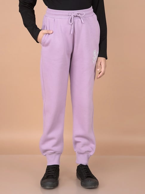 Crimsoune Club Girls Purple Solid Joggers