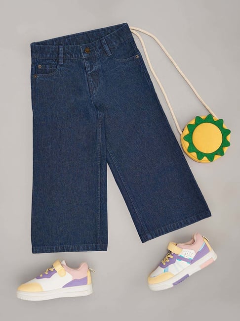 Pantaloons Junior Girls Dark Blue Cotton Washed Jeans-picture-21