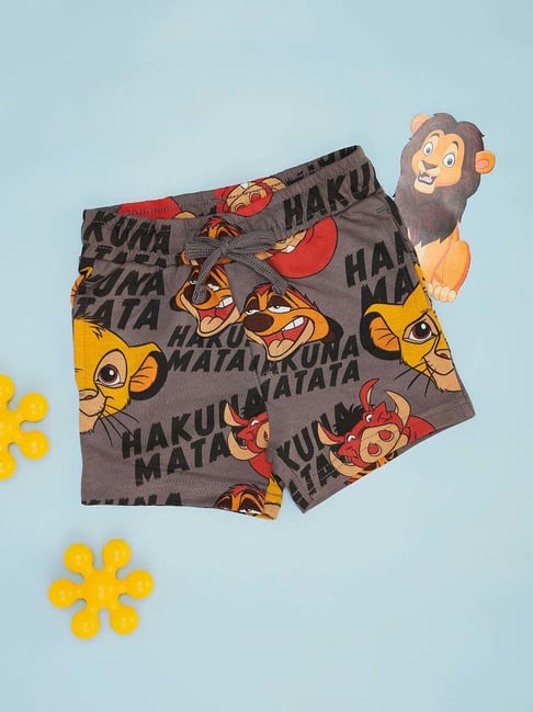 Pantaloons Baby Boys Gargoyle & Orange Cotton Printed Shorts