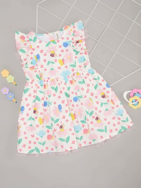 Pantaloons Baby Girls Multicolor Cotton Floral Casual Dresses