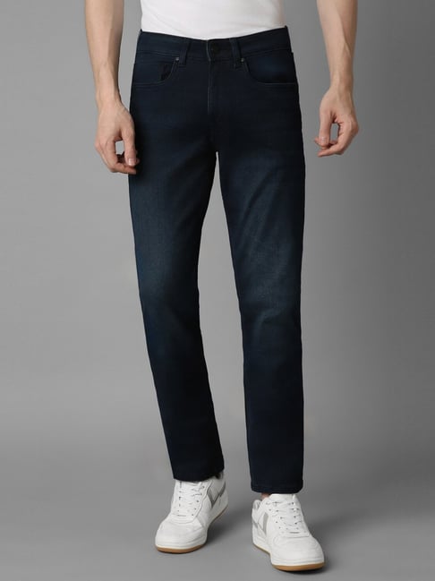 Louis Philippe Navy Cotton Slim Fit Jeans-picture-25