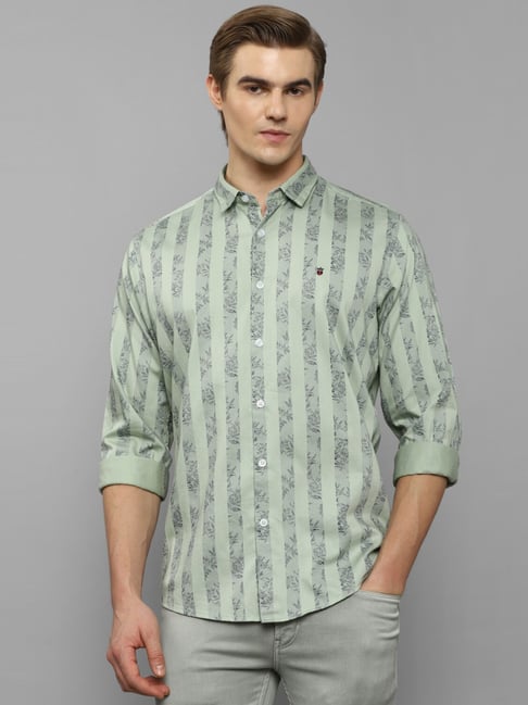 Buy Louis Philippe Green Cotton Slim Fit Printed Shirt for Mens