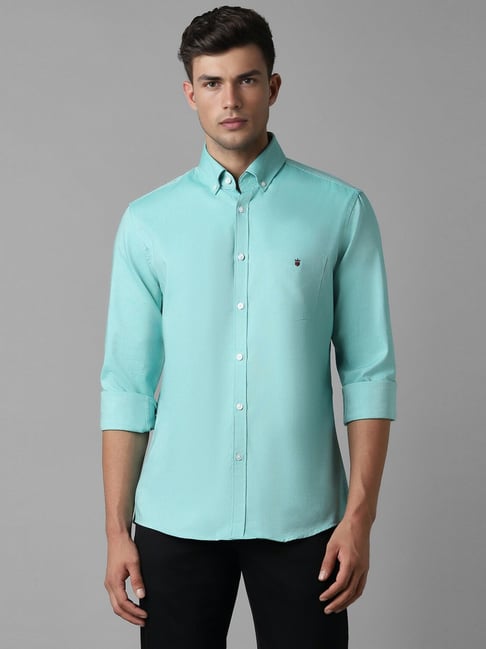 Buy Louis Philippe Blue Cotton Slim Fit Shirt for Mens Online