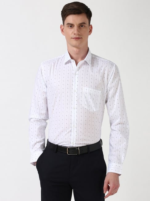Peter England White Cotton Regular Fit Printed Shirt-picture-18