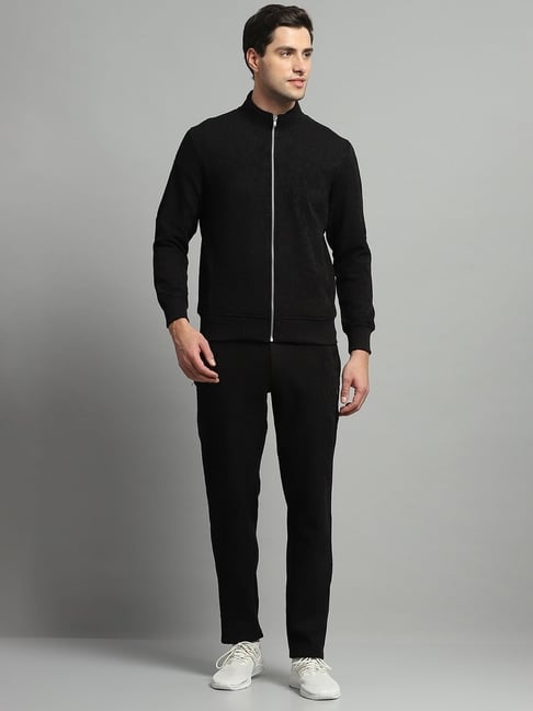 Buy Mens Printed Black Round Neck Full Sleeve Tracksuit