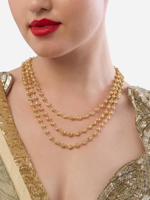 Buy Zaveri Pearls Gold Beads Multilayer Necklace Online At Best