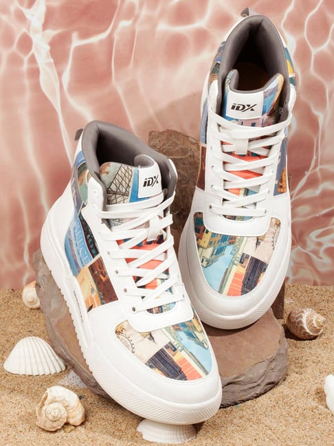 ID Men's White & Multi Ankle High Sneakers