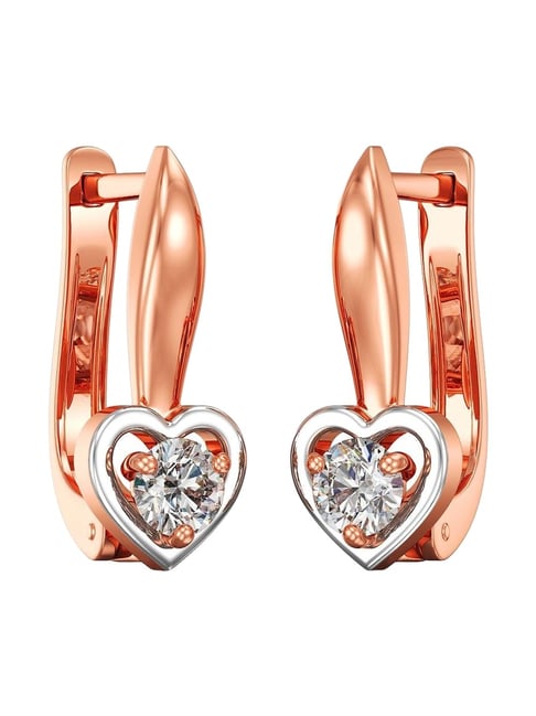 Joyalukkas 18k Rose Gold Ornate Heart Dangle Hoop Earrings for Women