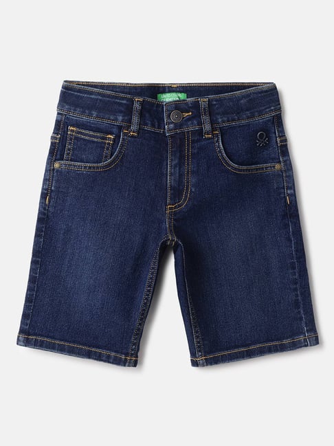 United Colors of Benetton Boys Blue Washed Shorts
