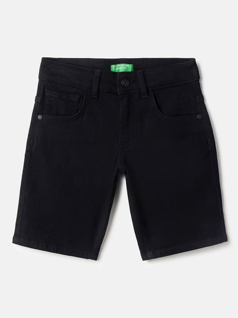 United Colors of Benetton Boys Black Solid Shorts