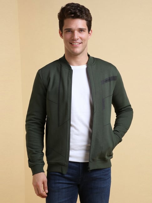 Allen Solly Green Cotton Regular Fit Self Pattern Sweatshirt-picture-44