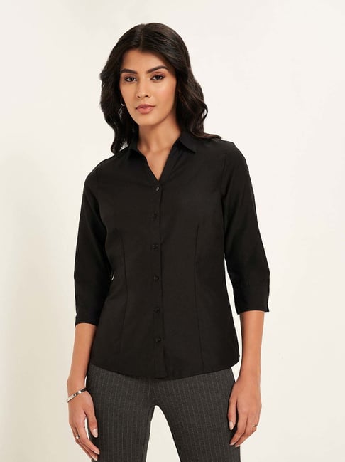 Annabelle by Pantaloons Black Plain Shirt-picture-24