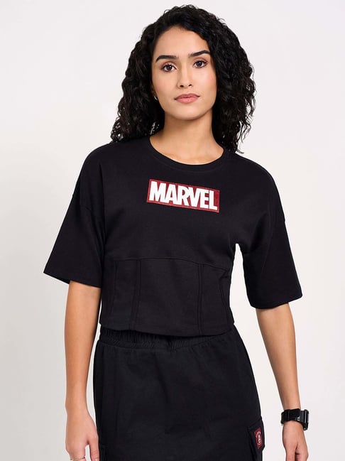 Ajile by Pantaloons Black Plain T-Shirt-picture-98