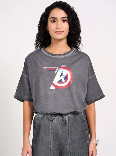 Ajile by Pantaloons Grey Plain T-Shirt-picture-43