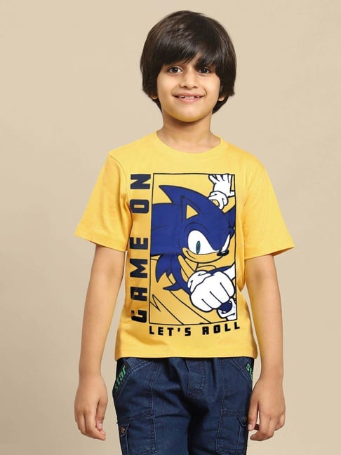 Kidsville Boys Yellow Cotton Character Based Tshirt-picture-39