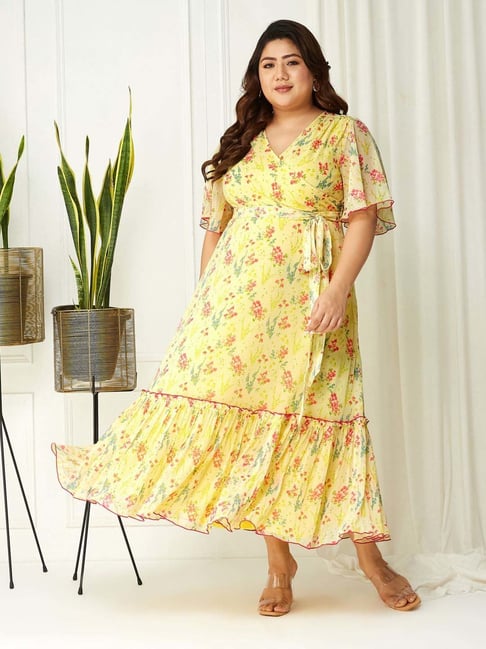 Miss Chase A+ Yellow Printed A-Line Dress-picture-15