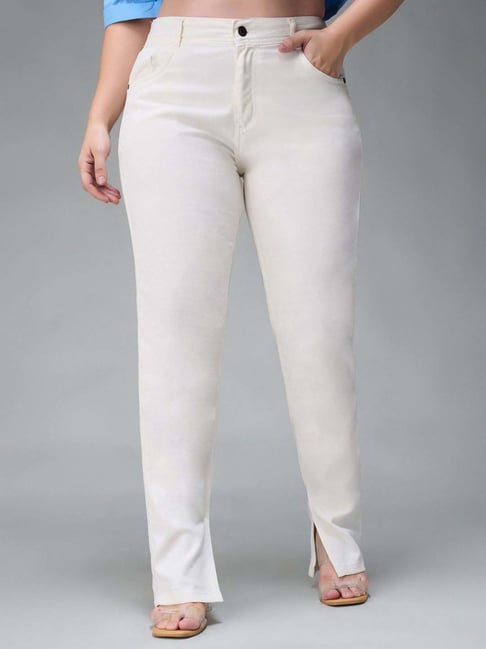 Miss Chase A+ White Plain Mid-Rise Jeans-picture-36