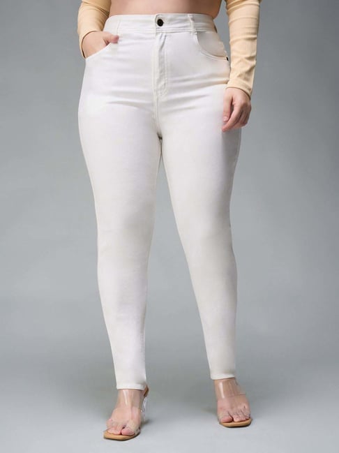 Miss Chase A+ White Plain High-Rise Jeans-picture-11