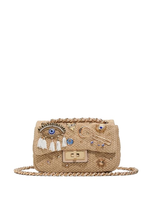 ALDO Light Brown Embellished Medium Cross Body Bag