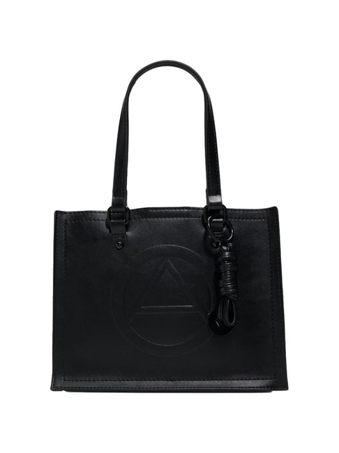 ALDO Black Textured Small Satchel Handbag-image-3