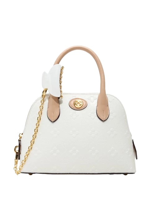 ALDO White Solid Small Satchel Handbag
