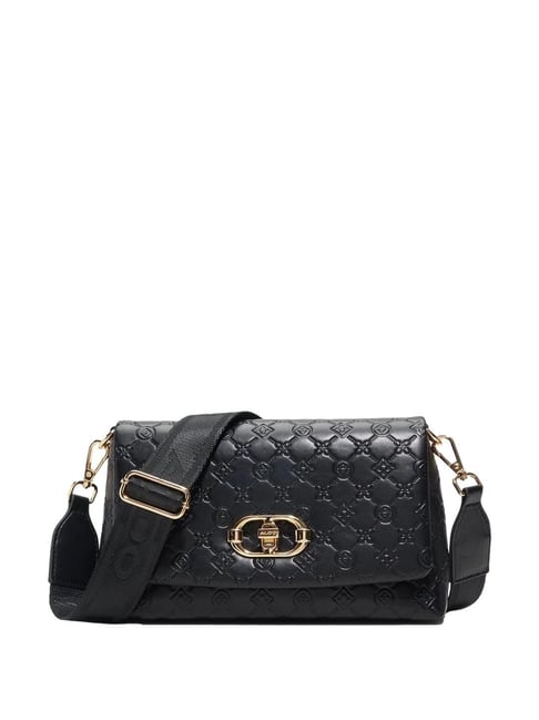 ALDO Black Textured Medium Sling Handbag-image-10