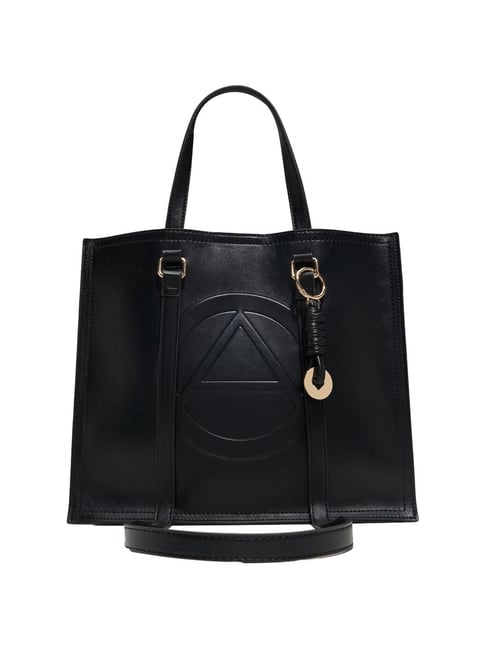 ALDO Black Textured Large Tote Handbag with Pouch-image-8
