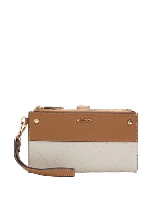 ALDO Beige & White Casual Synthetic Bi-Fold Wallet for Women