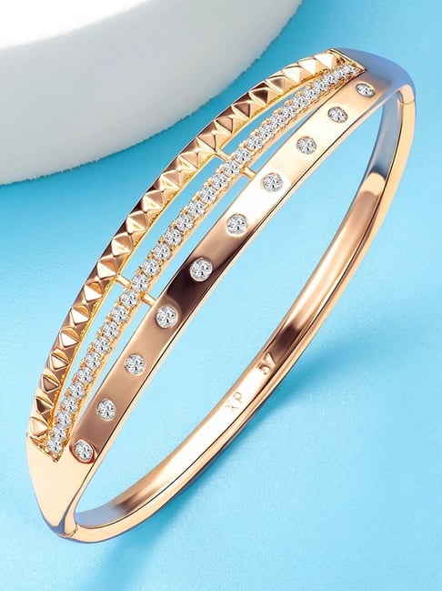 Peora Rose Gold Plated Cubic Zirconia Fancy Openable Kada Bracelet-picture-31