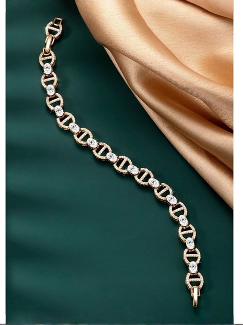 Peora Rose Plated Cubic Zirconia Studded Openable Bracelet-picture-42