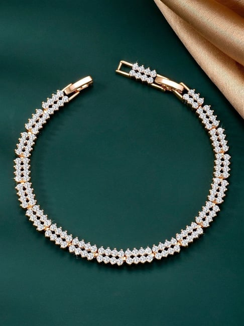 Peora Rose Plated Cubic Zirconia Studded Openable Bracelet-picture-18