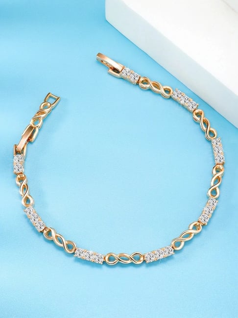 Peora Rose Plated Cubic Zirconia Studded Openable Bracelet-picture-17