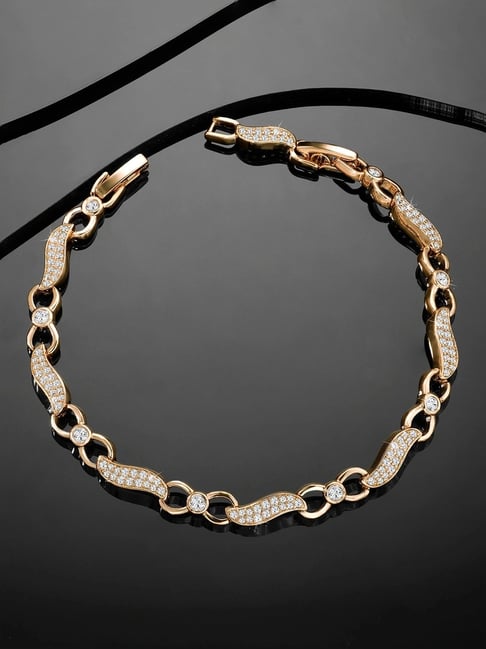 Peora Rose Plated Cubic Zirconia Studded Openable Bracelet-picture-12