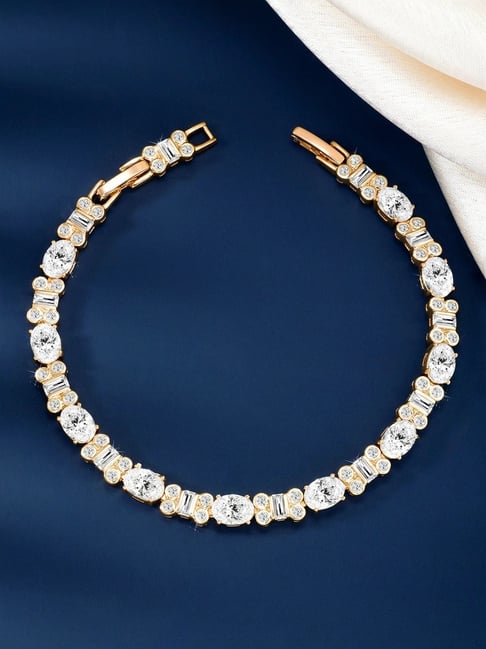 Peora Rose Plated Cubic Zirconia Studded Openable Bracelet-picture-19