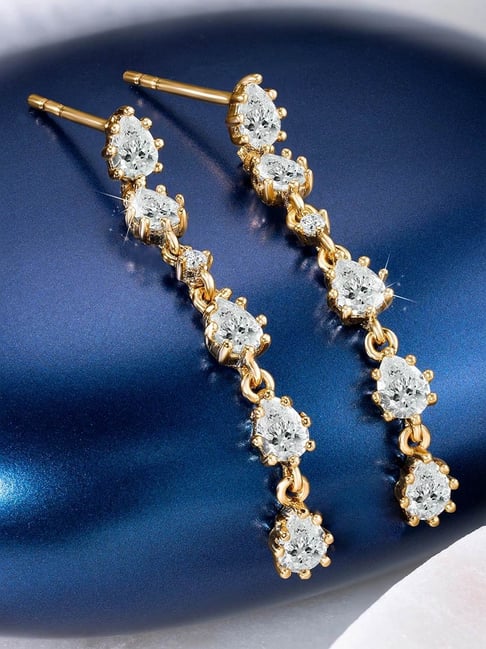 Peora Rose Gold Plated Cubic Zirconia Stylish Drop Earrings