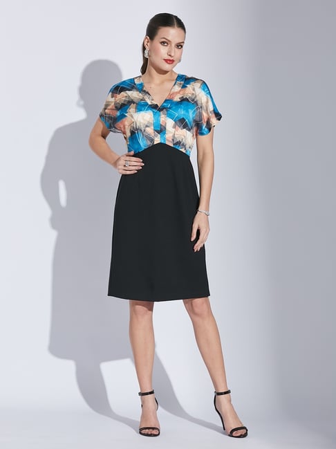 Latin Quarters Blue Print Short Sleeves Dress-picture-20