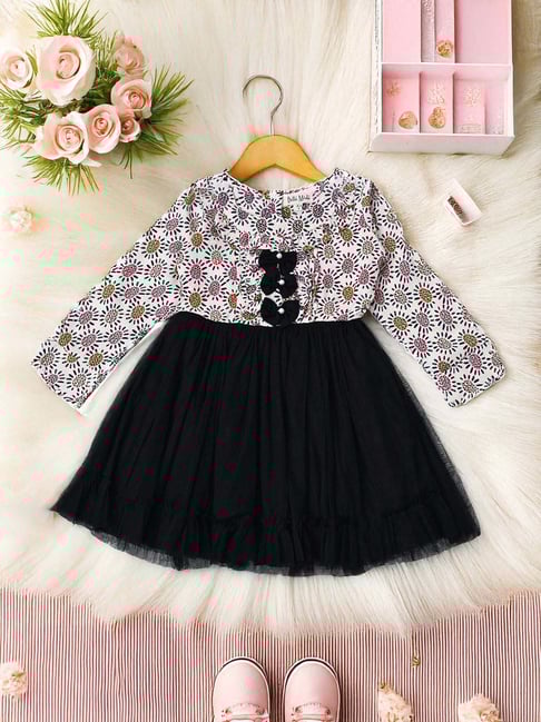 Bella Moda Girls Multicolor Cotton Printed Full Sleeves Casual Dresses