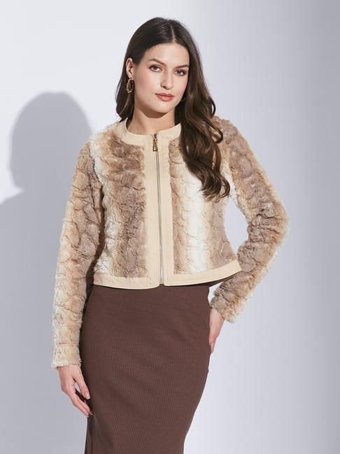 Latin Quarters Beige Self Full Sleeves Jacket-picture-43