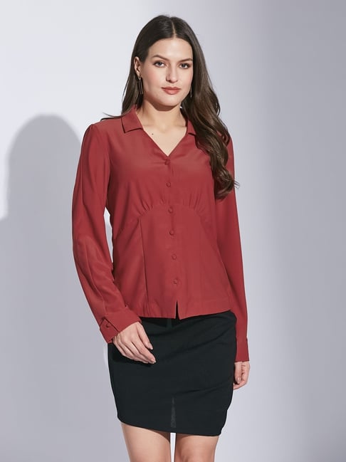 Latin Quarters Red Solid Full Sleeves Shirt-picture-35